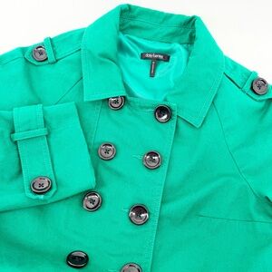 Daisy Fuentes Emerald Green Short Trench Pea Coat Kelly Green Preppy Chic Medium